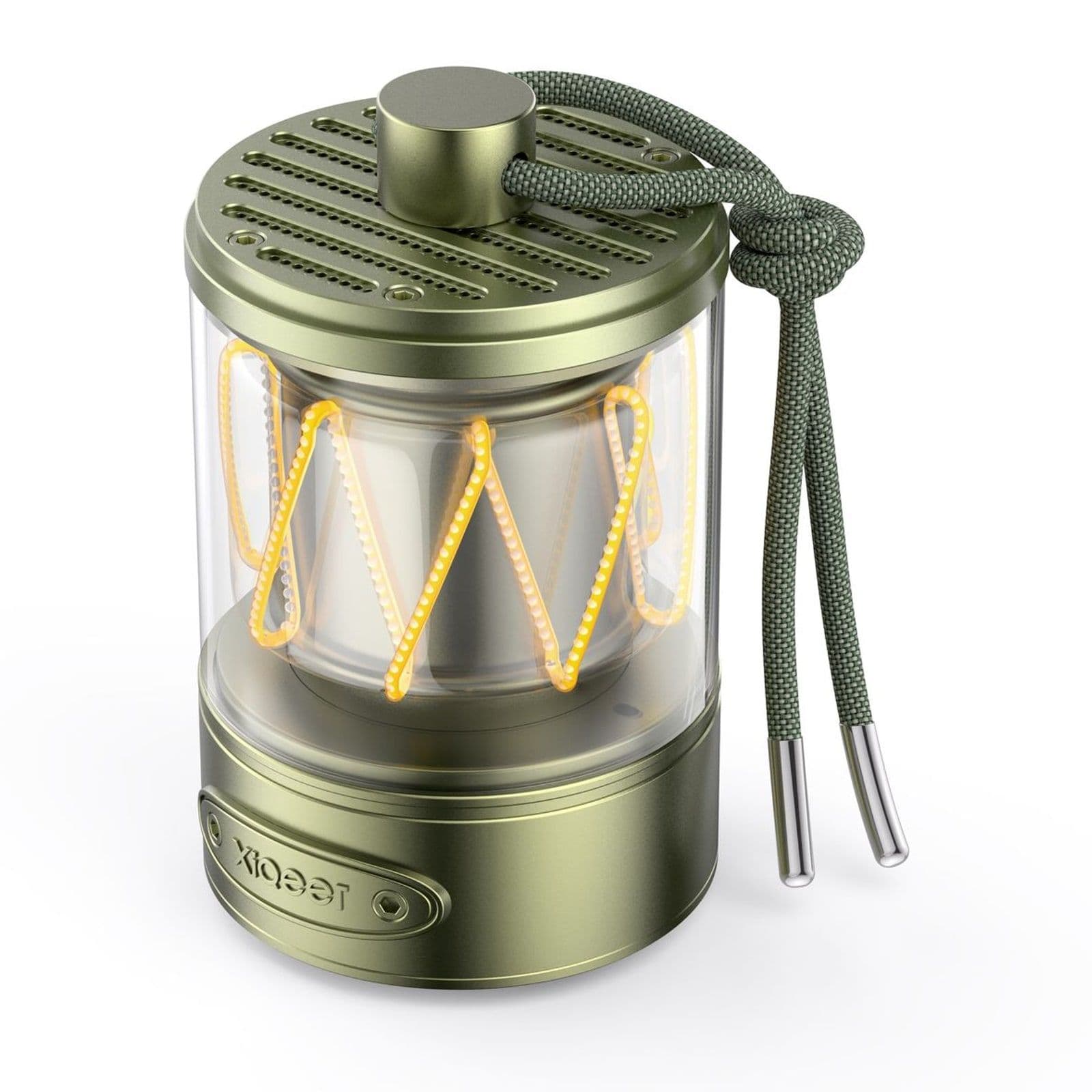 camping lantern speaker, front view on white