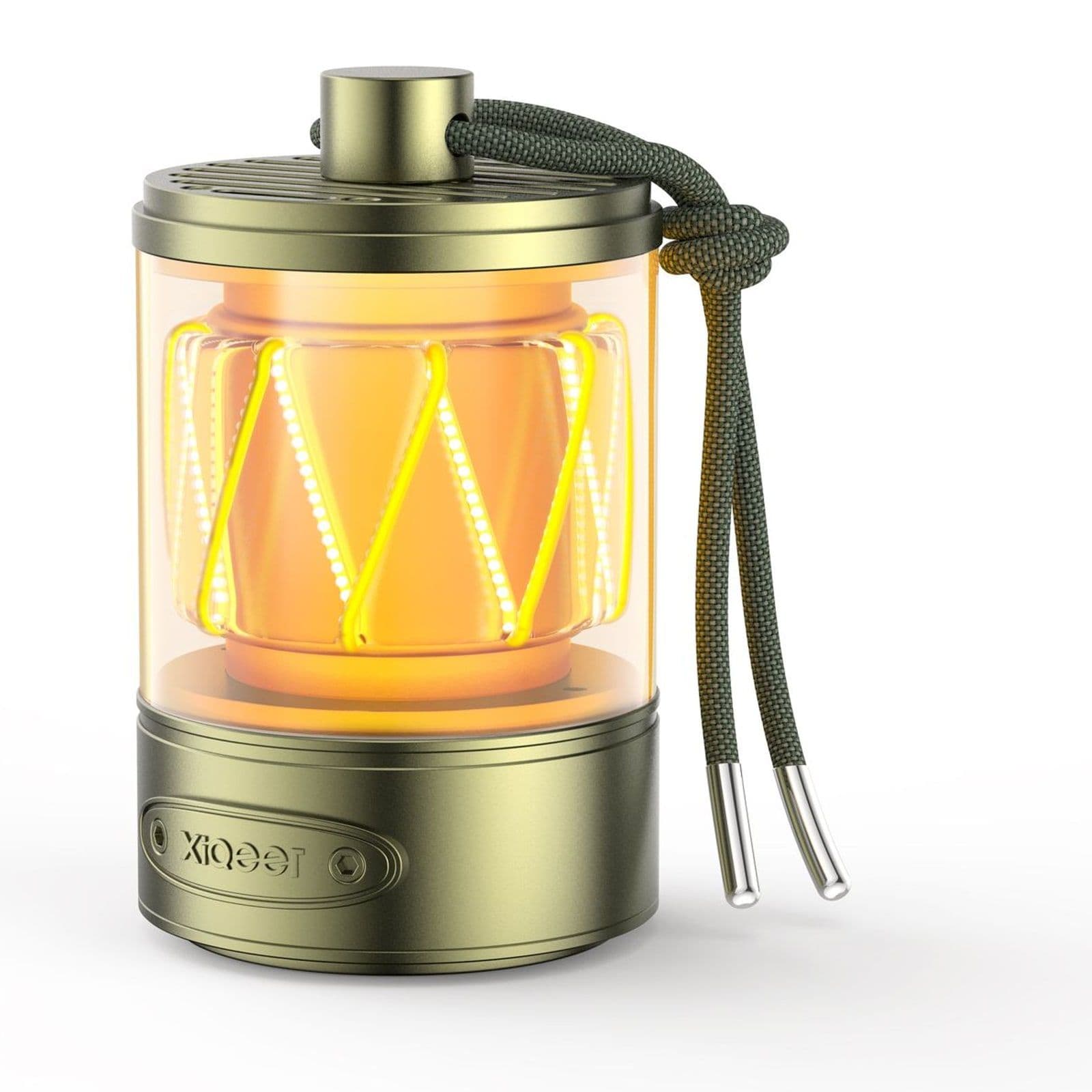 camping lantern speaker, side view on white