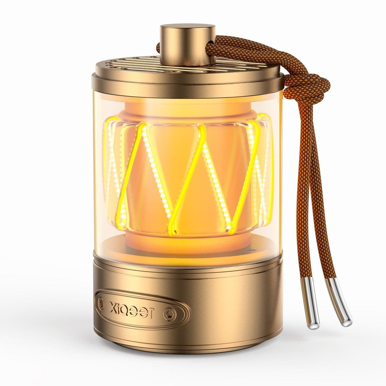 camping lantern speaker, detail view on white