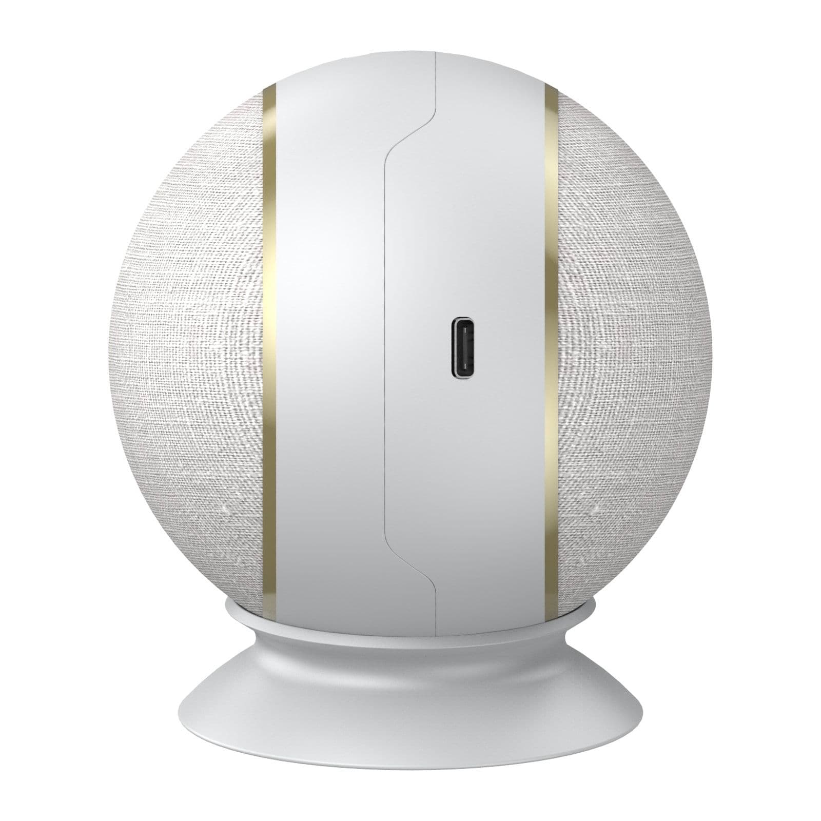 Spherical RGB light Bluetooth speaker BT2026, front view on white