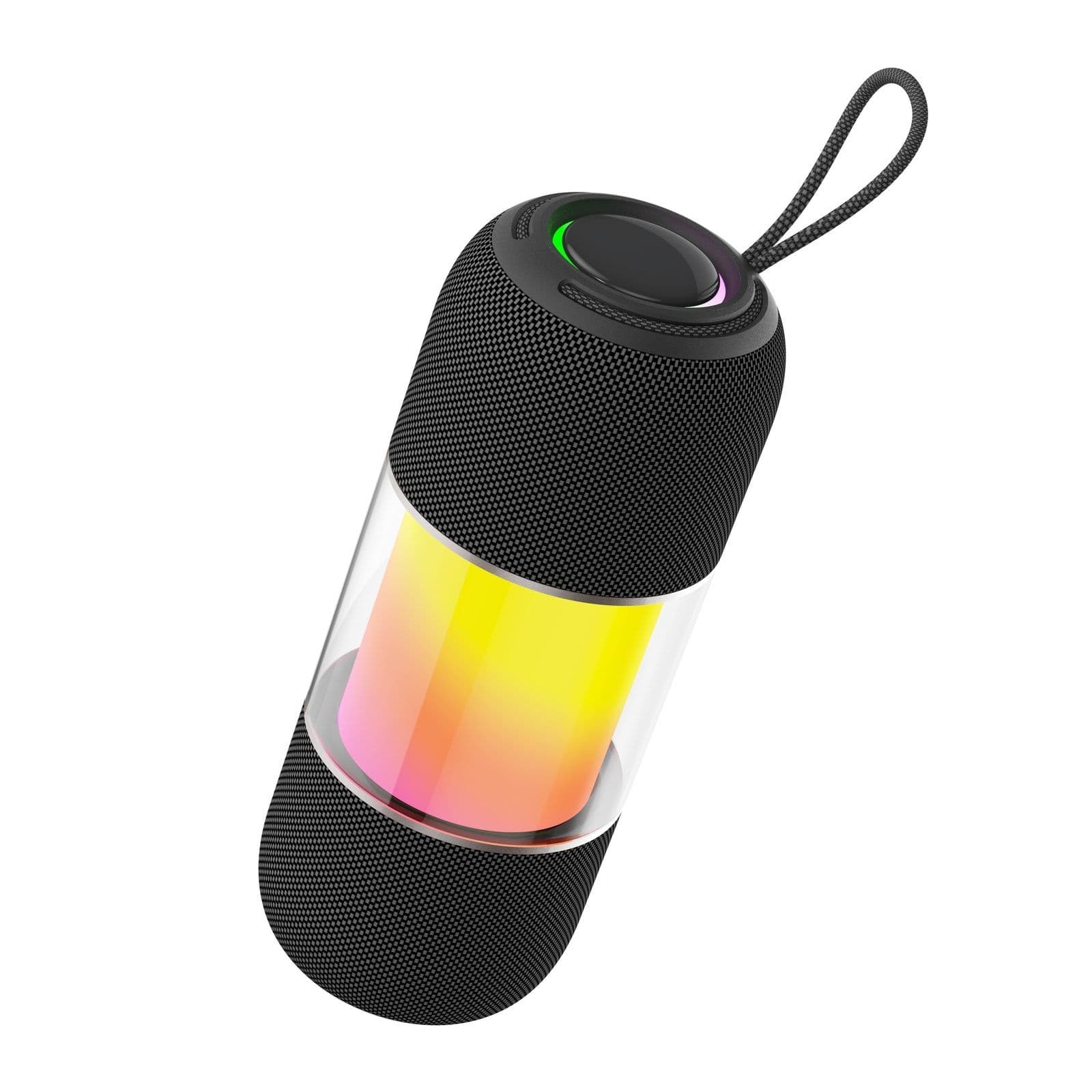 Cylinder RGB Bluetooth speaker BT2676, front view on white